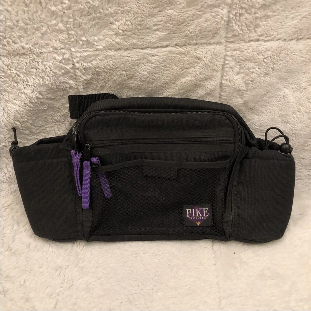Vintage Pike Sport Fanny Pack Sports Gym Work Bag Dual Drink Holder Black.